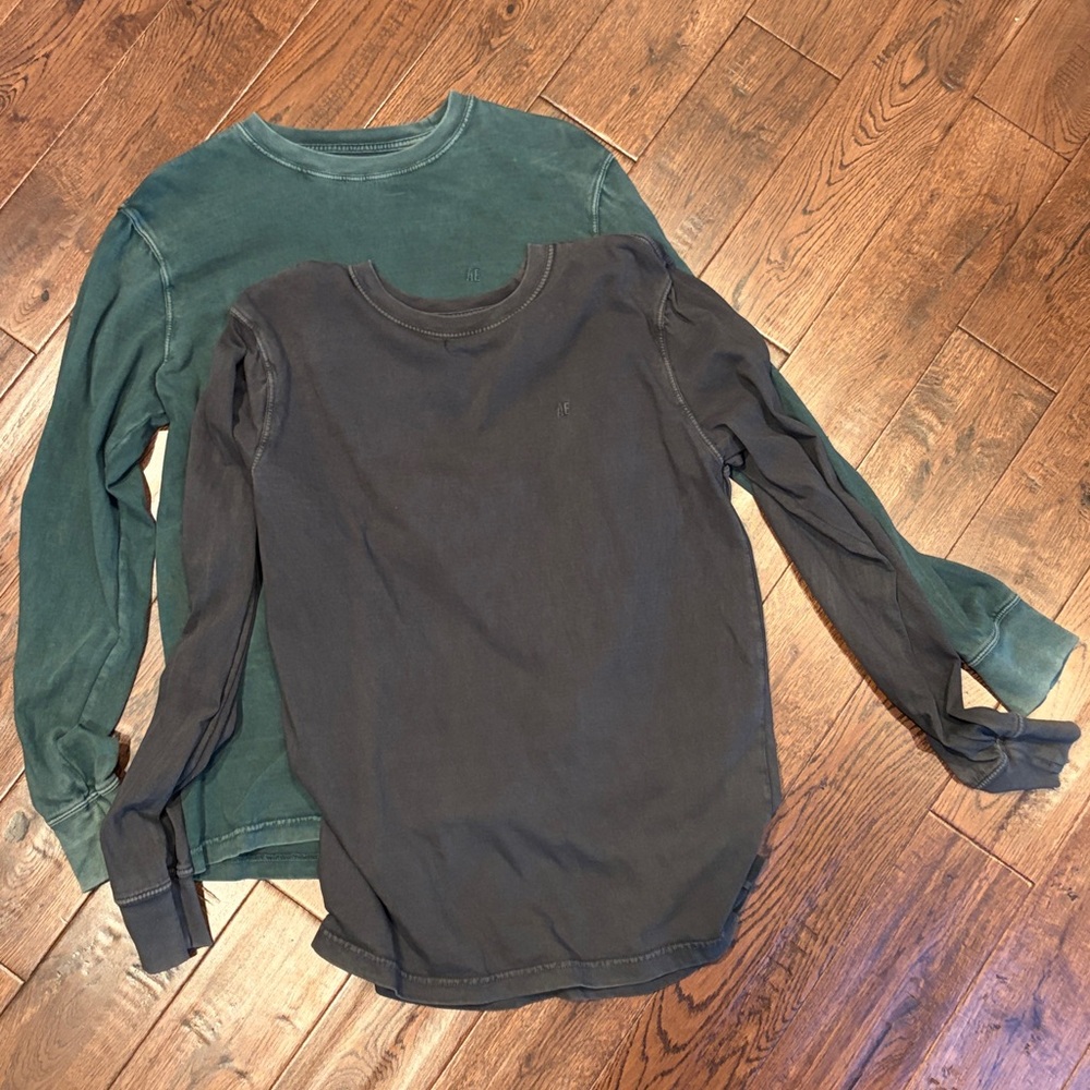 American Eagle Outfitters Green and Dark Grey Long Sleeve Shirts Mens size Small